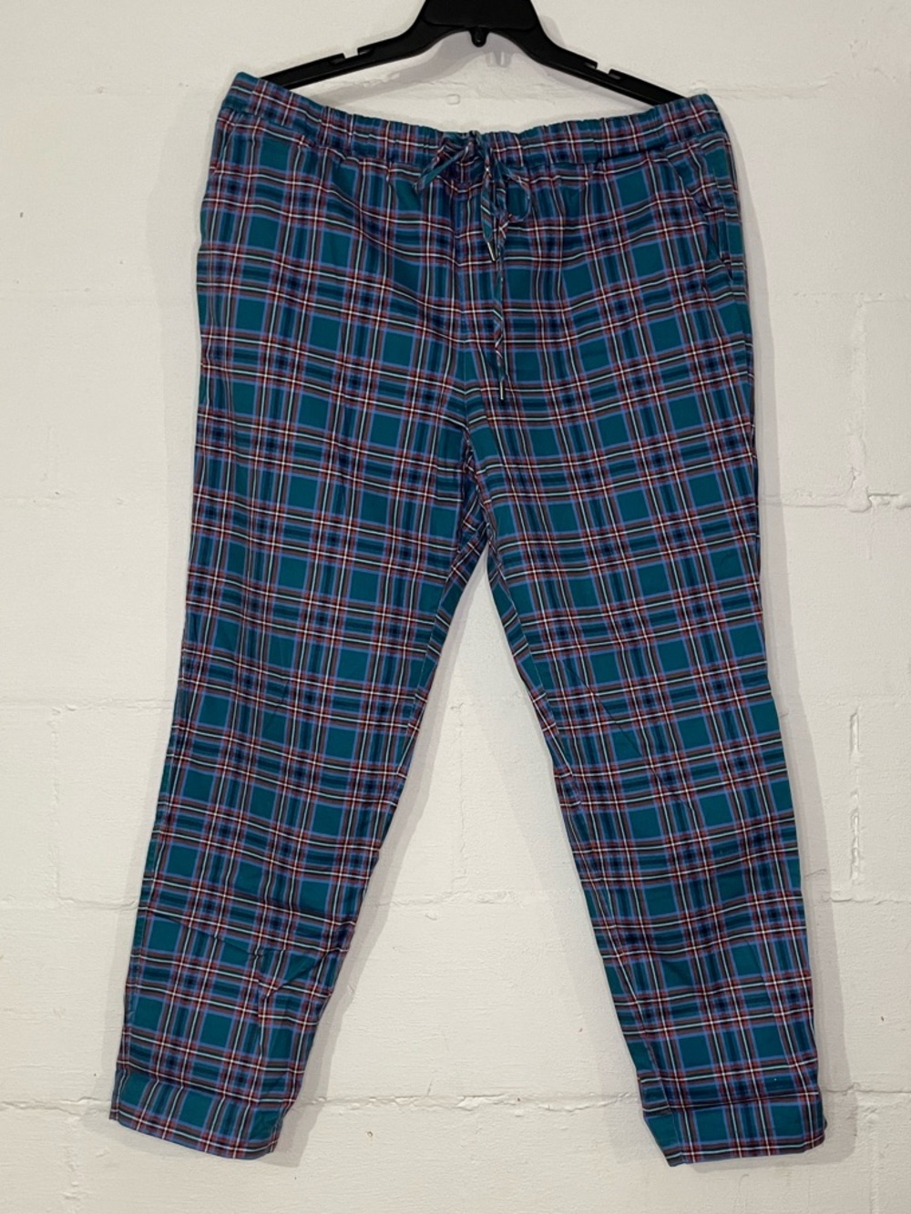 Wildfang Teal and Red Plaid Joggers